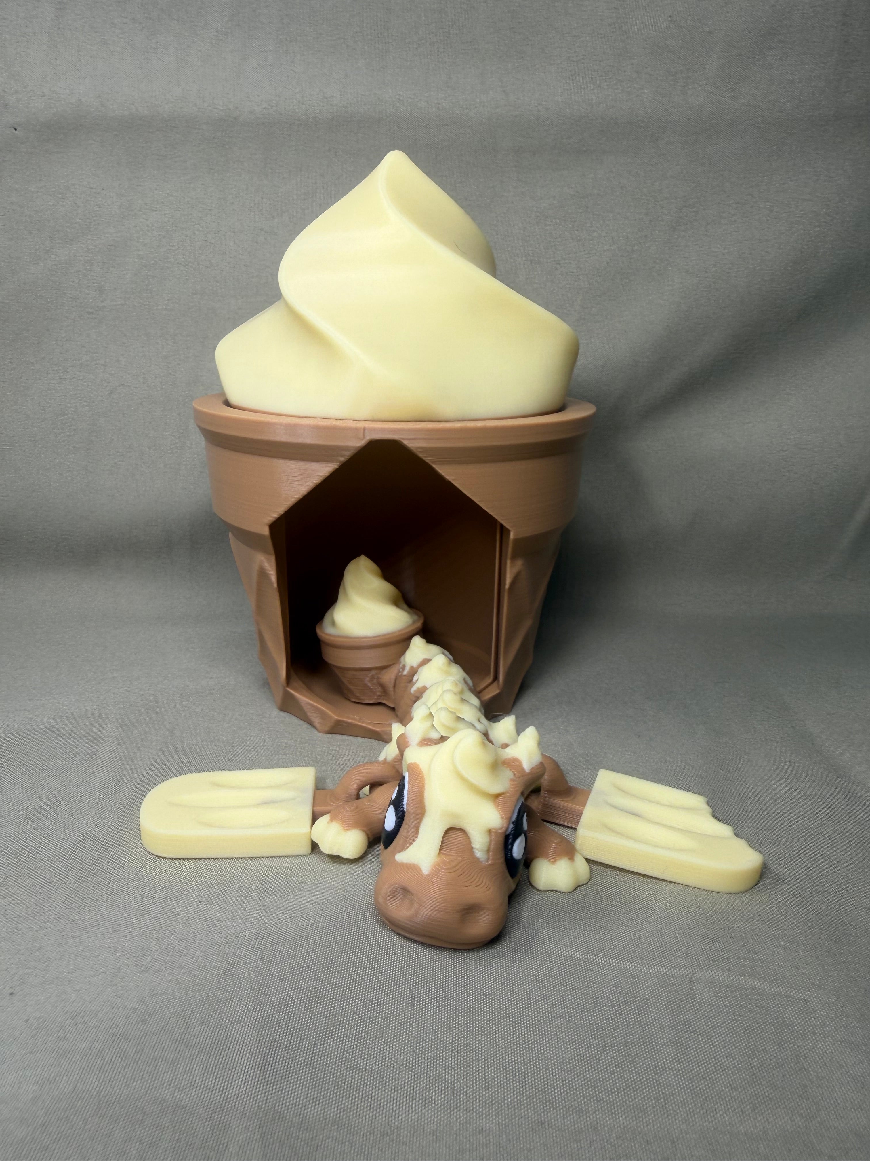 3d Printed Cream Ice Cream Cone Dragon