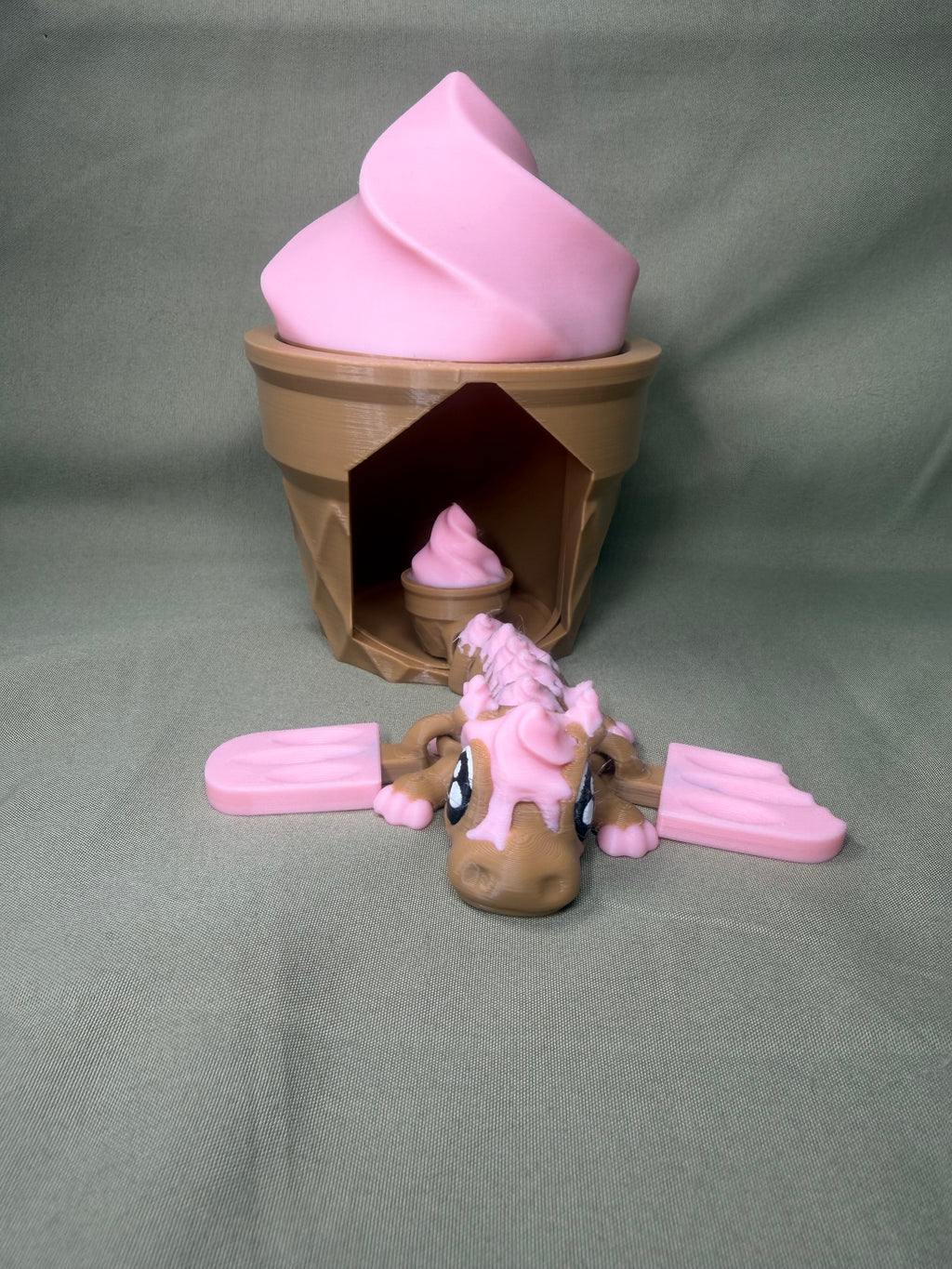 3d Printed Pink Ice Cream Cone Dragon
