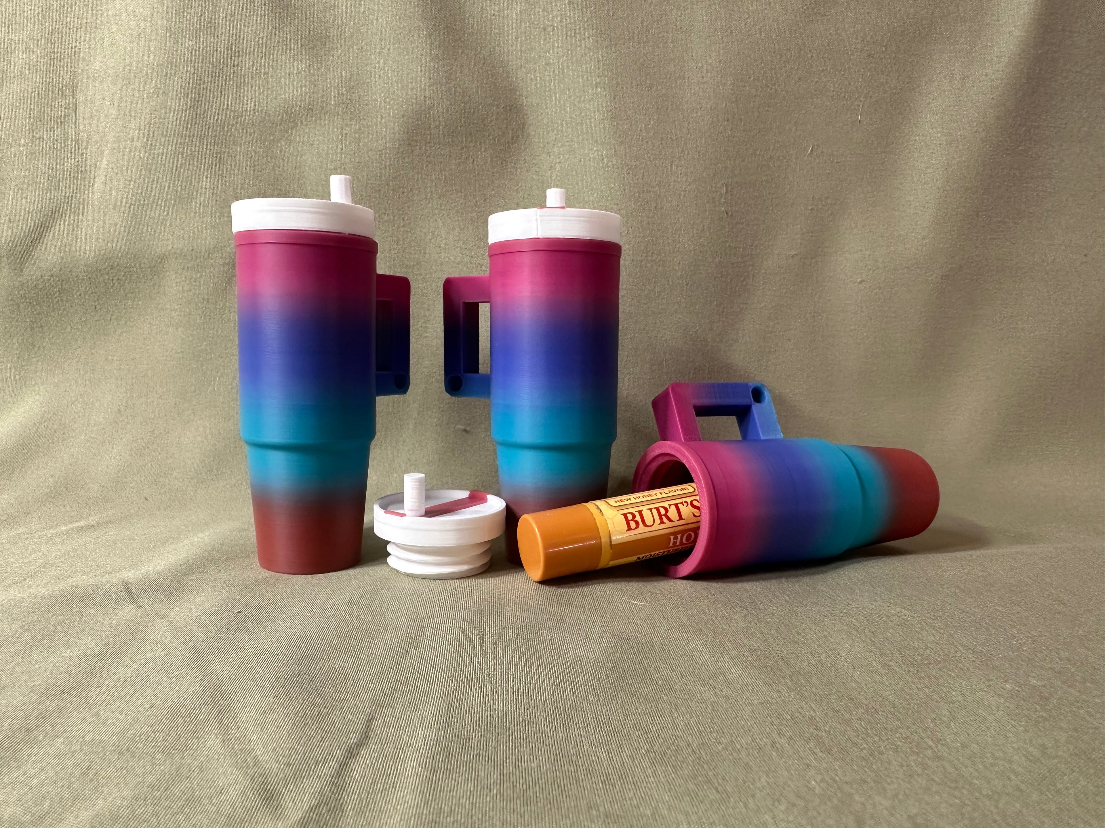Tumbler chapstick holder keychain