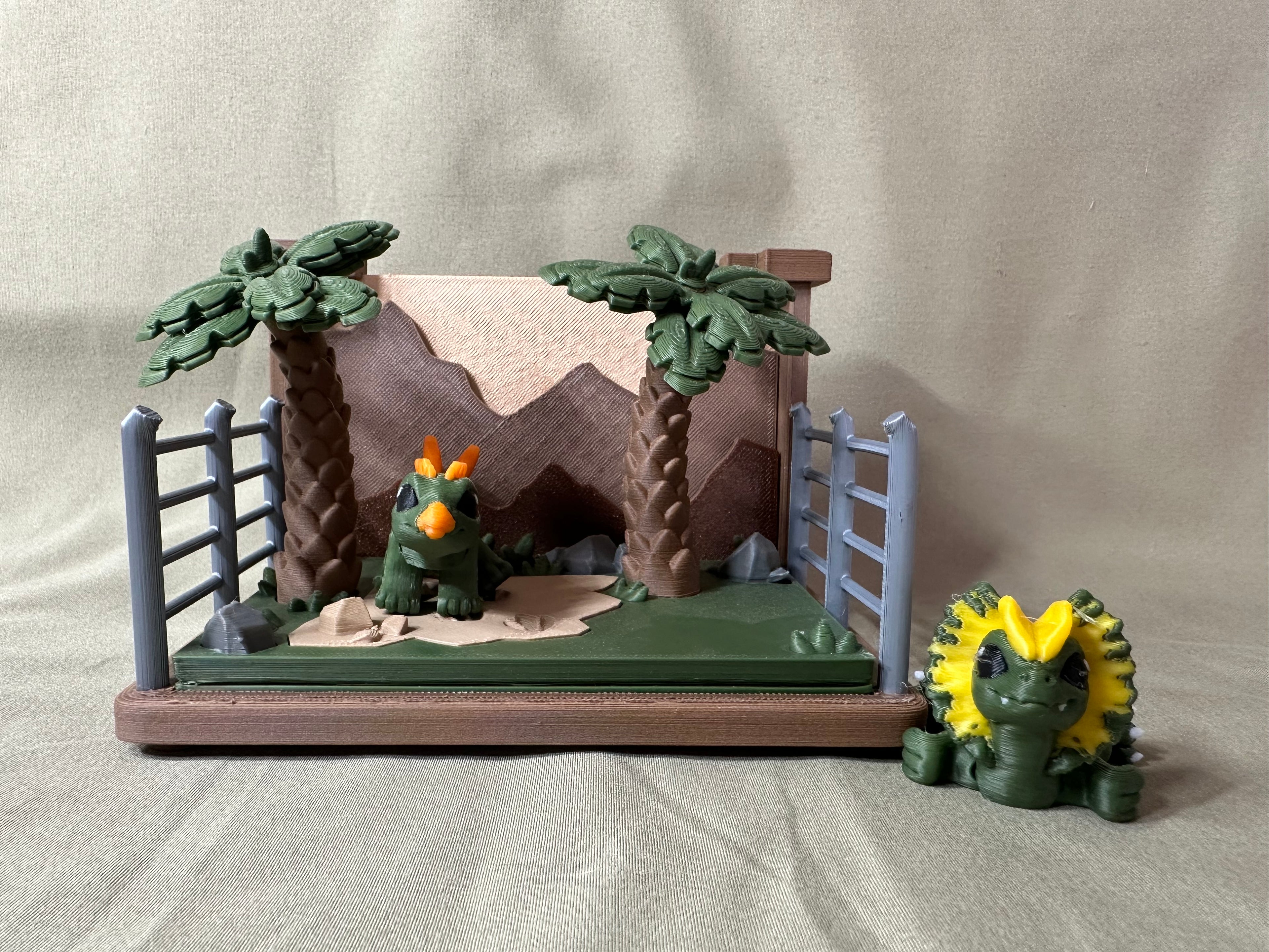 3D printed dino park with dinos