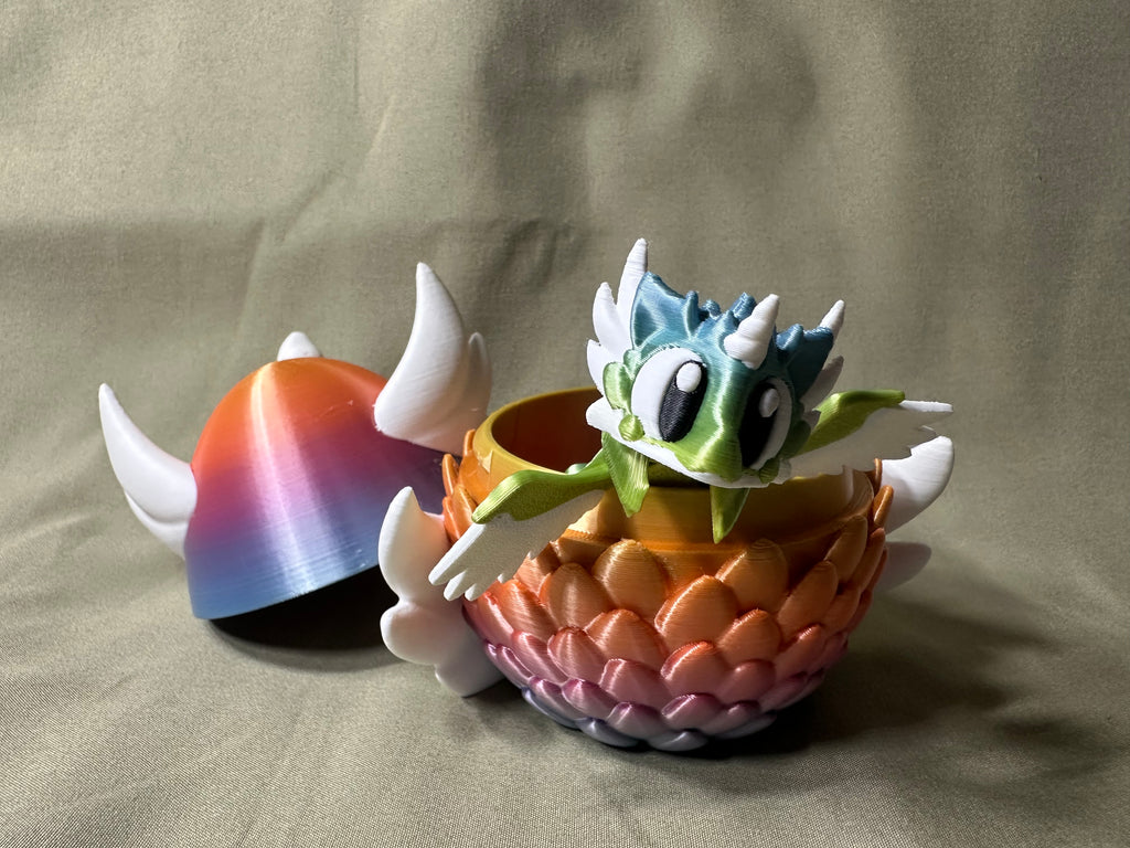 Multicolor Dragon Egg with Dragon Figure Set